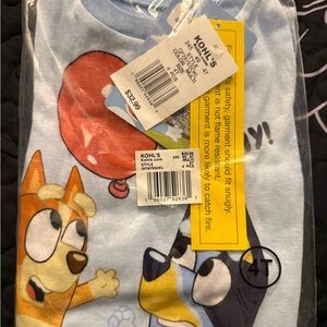 Light Blue Kids Pajamas with Bluey Cartoon Characters.